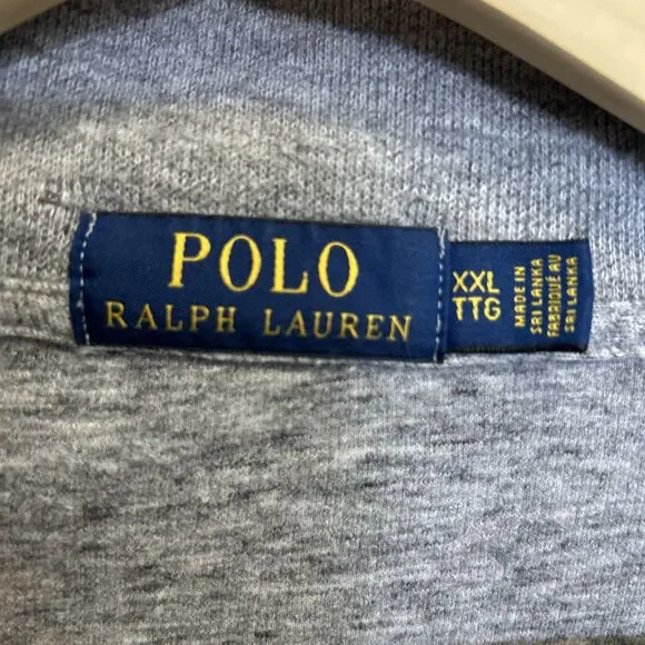 Polo Ralph Lauren Teddy Bear Estate-Rib Quarter Zip Pullover Heather Grey XXL